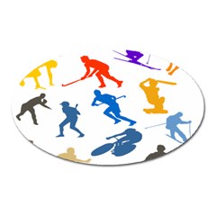 Sport Player Playing Oval Magnet by Mariart