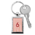 Number 6 Line Vertical Red Pink Wave Chevron Key Chains (Rectangle)  Front