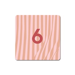 Number 6 Line Vertical Red Pink Wave Chevron Square Magnet by Mariart