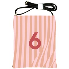 Number 6 Line Vertical Red Pink Wave Chevron Shoulder Sling Bags by Mariart