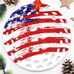 American Flag Round Filigree Ornament (two Sides) by Valentinaart