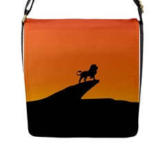 Lion Sunset Wildlife Animals King Flap Messenger Bag (l)  by Nexatart