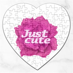 Just Cute Text Over Pink Rose Jigsaw Puzzle (heart) by dflcprints