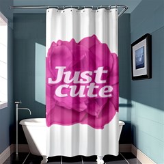 Just Cute Text Over Pink Rose Shower Curtain 36  X 72  (stall)  by dflcprints