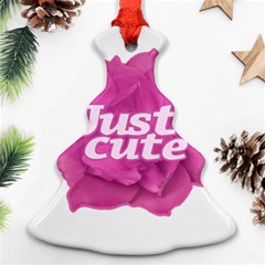 Just Cute Text Over Pink Rose Ornament (christmas Tree)  by dflcprints