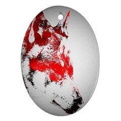 Red Black Wolf Stamp Background Oval Ornament (two Sides) by Nexatart