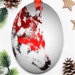 Red Black Wolf Stamp Background Oval Ornament (Two Sides) Front