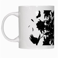 Black Roses And Ravens  White Mugs by Valentinaart