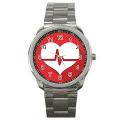 Cardiologist Hypertension Rheumatology Specialists Heart Rate Red Love Sport Metal Watch by Mariart