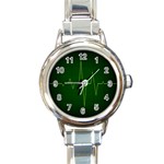 Heart Rate Green Line Light Healty Round Italian Charm Watch Front