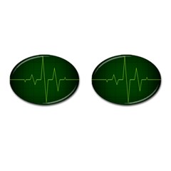 Heart Rate Green Line Light Healty Cufflinks (oval) by Mariart