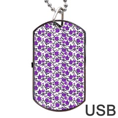 Roses Pattern Dog Tag Usb Flash (one Side) by Valentinaart