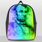 Abraham Lincoln Portrait Rainbow Colors Typography School Bags (XL)  Front