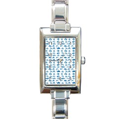 Fish Pattern Rectangle Italian Charm Watch by ValentinaDesign