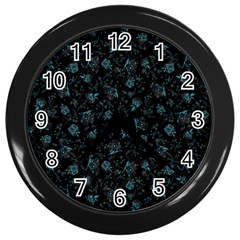 Floral Pattern Wall Clocks (black) by ValentinaDesign