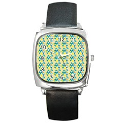 Colorful Triangle Pattern Square Metal Watch by berwies