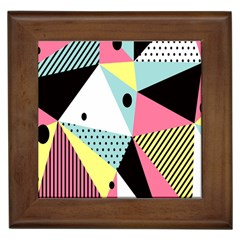 Geometric Polka Triangle Dots Line Framed Tiles by Mariart