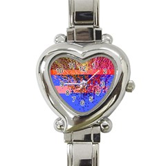 Glitchdrips Shadow Color Fire Heart Italian Charm Watch by Mariart