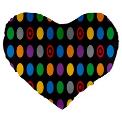 Polka Dots Rainbow Circle Large 19  Premium Heart Shape Cushions by Mariart