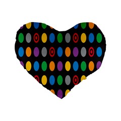 Polka Dots Rainbow Circle Standard 16  Premium Flano Heart Shape Cushions by Mariart