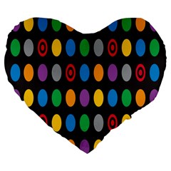 Polka Dots Rainbow Circle Large 19  Premium Flano Heart Shape Cushions by Mariart