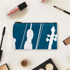 Violin Music Blue Cosmetic Bag (small)  by Mariart