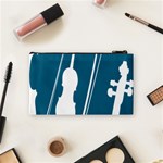 Violin Music Blue Cosmetic Bag (Small)  Back