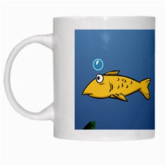 Water Bubbles Fish Seaworld Blue White Mugs by Mariart