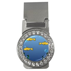 Water Bubbles Fish Seaworld Blue Money Clips (cz)  by Mariart