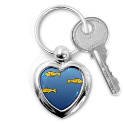 Water Bubbles Fish Seaworld Blue Key Chains (heart)  by Mariart