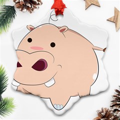 Happy Cartoon Baby Hippo Ornament (snowflake) by Catifornia