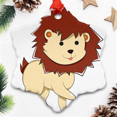 Happy Cartoon Baby Lion Ornament (snowflake) by Catifornia