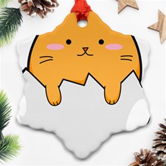 Yellow Cat Egg Ornament (snowflake) by Catifornia