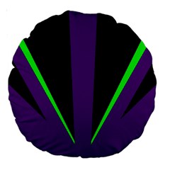 Rays Light Chevron Purple Green Black Line Large 18  Premium Round Cushions by Mariart