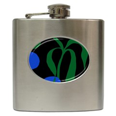 Flower Green Blue Polka Dots Hip Flask (6 Oz) by Mariart