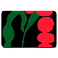 Illustrators Portraits Plants Green Red Polka Dots Large Doormat  by Mariart