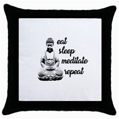 Eat, Sleep, Meditate, Repeat  Throw Pillow Case (black) by Valentinaart