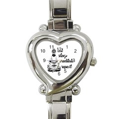 Eat, Sleep, Meditate, Repeat  Heart Italian Charm Watch by Valentinaart