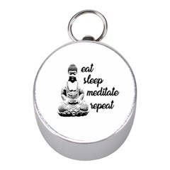 Eat, Sleep, Meditate, Repeat  Mini Silver Compasses by Valentinaart