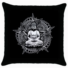 Ornate Buddha Throw Pillow Case (black) by Valentinaart