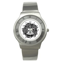 Ornate Buddha Stainless Steel Watch by Valentinaart