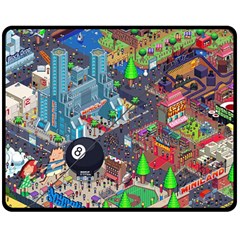 Pixel Art City Double Sided Fleece Blanket (medium)  by BangZart