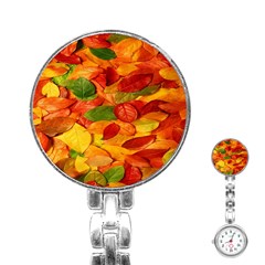 Leaves Texture Stainless Steel Nurses Watch by BangZart