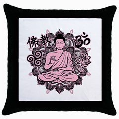 Ornate Buddha Throw Pillow Case (black) by Valentinaart