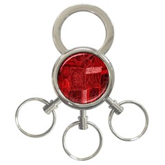 Red Background Patchwork Flowers 3-ring Key Chains by BangZart