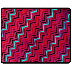 Red Turquoise Black Zig Zag Background Double Sided Fleece Blanket (medium)  by BangZart