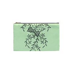 Illustration Of Butterflies And Flowers Ornament On Green Background Cosmetic Bag (small)  by BangZart