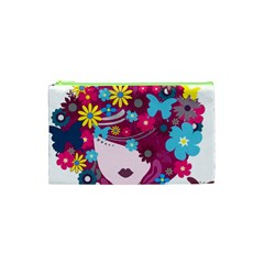 Beautiful Gothic Woman With Flowers And Butterflies Hair Clipart Cosmetic Bag (xs) by BangZart