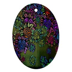 Grunge Rose Background Pattern Oval Ornament (two Sides) by BangZart