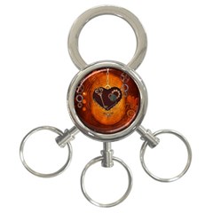 Steampunk, Heart With Gears, Dragonfly And Clocks 3-ring Key Chains by FantasyWorld7